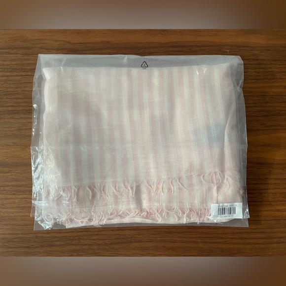 Kit and Ace Pink and White Striped Lightweight Cotton Scarf - Picture 9 of 9